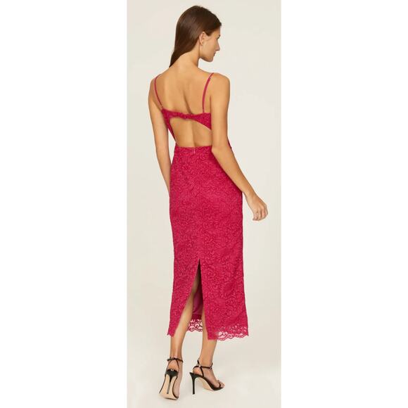 Bardot Ivanna Lace Midi Dress Pink Backless Back Slit Cut Out Sexy Party Vacay 8 - Picture 2 of 11